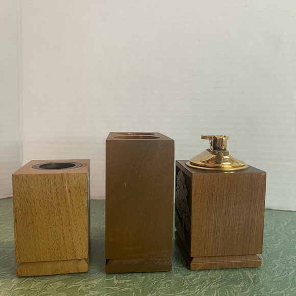 Vintage Lasercraft set of 3 American Walnut Desk Accessories - Picture 4 of 12